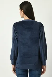 Girls Full Sleeve Printed Navy Blue Round Neck Sweatshirt-thumb2