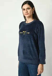 Girls Full Sleeve Printed Navy Blue Round Neck Sweatshirt-thumb3