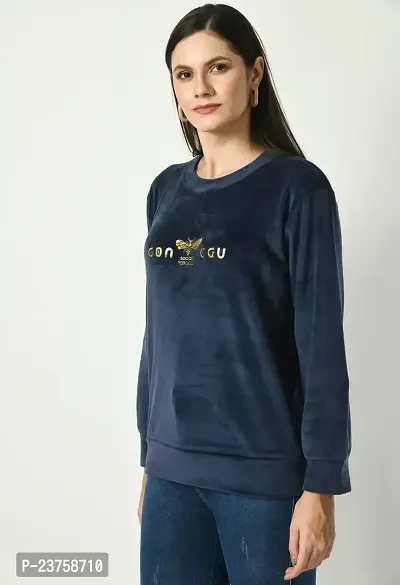 Girls Full Sleeve Printed Navy Blue Round Neck Sweatshirt-thumb4