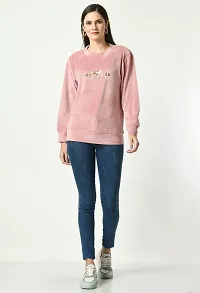 Girls Full Sleeve Printed Pink Round Neck Sweatshirt-thumb3