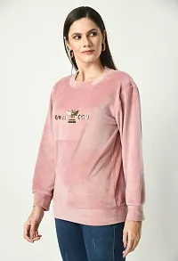 Girls Full Sleeve Printed Pink Round Neck Sweatshirt-thumb4