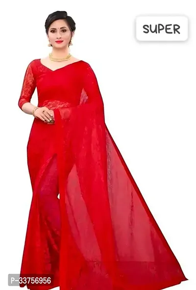 Stylish Red Chanderi Silk Saree With Blouse Piece For Women-thumb0