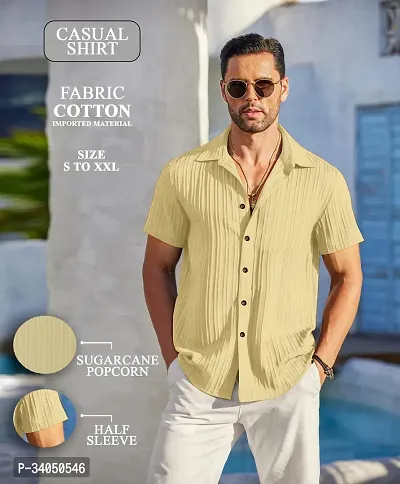 Stylish Yellow Cotton Casual Shirt For Men-thumb0