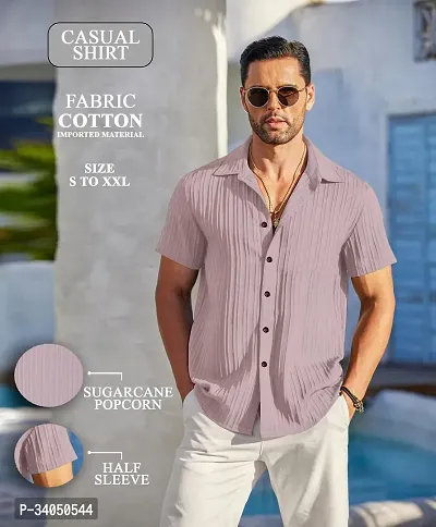 Stylish Purple Cotton Casual Shirt For Men-thumb0