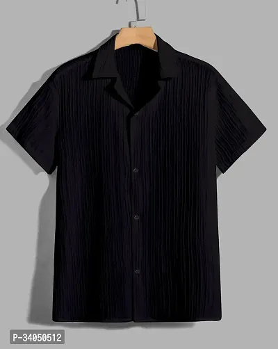 Stylish Black Cotton Casual Shirt For Men-thumb0