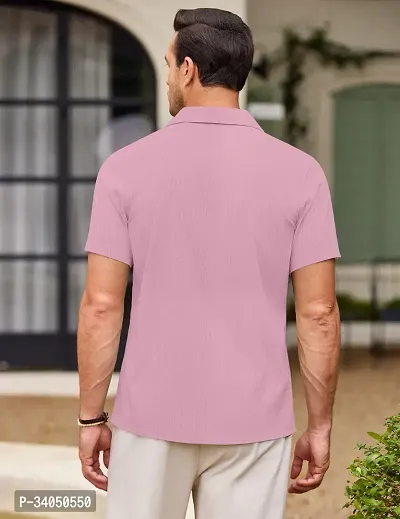 Stylish Pink Cotton Casual Shirt For Men-thumb2