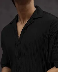 Stylish Black Cotton Casual Shirt For Men-thumb2