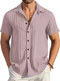 Stylish Purple Cotton Casual Shirt For Men-thumb1