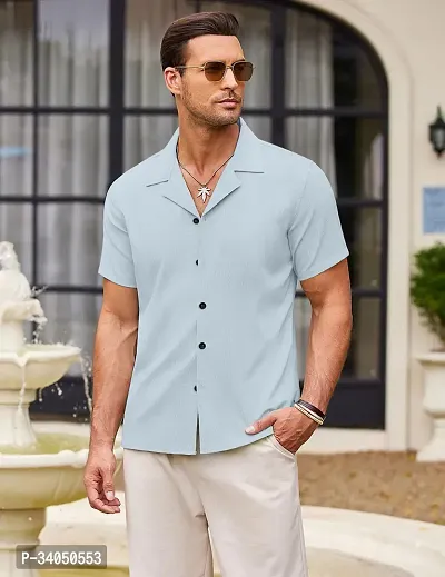 Stylish Blue Cotton Casual Shirt For Men