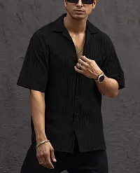 Stylish Black Cotton Casual Shirt For Men-thumb3