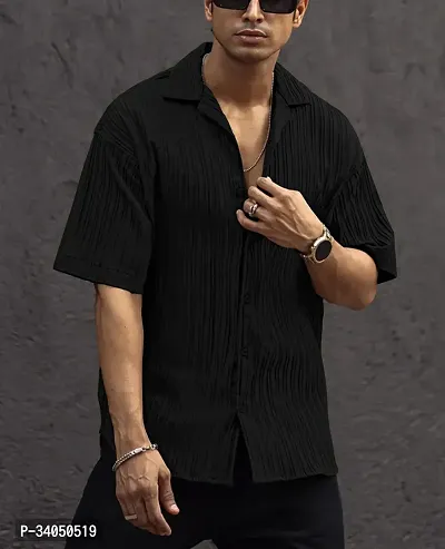 Stylish Black Cotton Casual Shirt For Men-thumb4