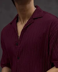 Stylish Maroon Cotton Casual Shirt For Men-thumb2