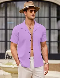 Stylish Purple Cotton Casual Shirt For Men-thumb2