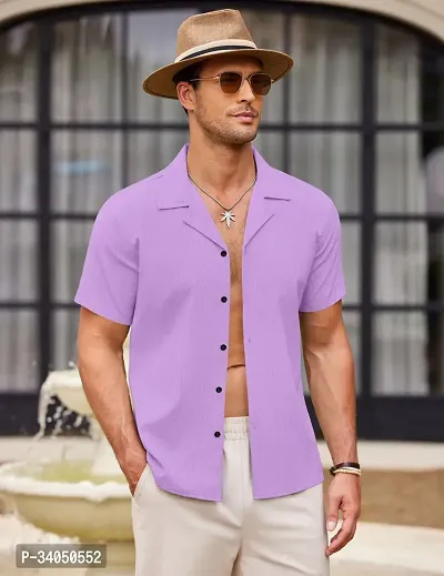 Stylish Purple Cotton Casual Shirt For Men-thumb3