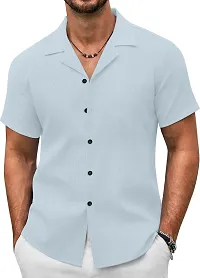 Stylish Blue Cotton Casual Shirt For Men-thumb3