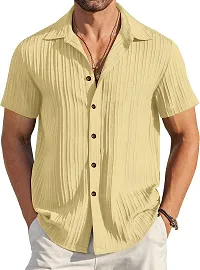 Stylish Yellow Cotton Casual Shirt For Men-thumb1