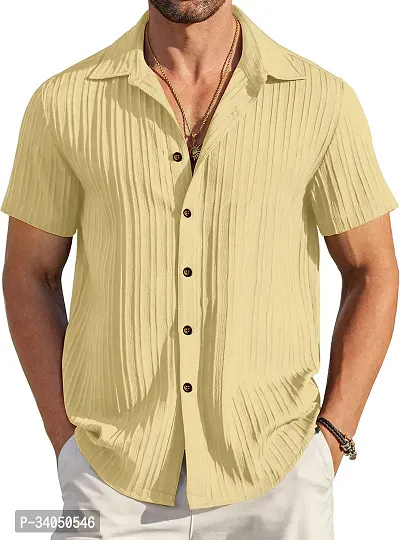 Stylish Yellow Cotton Casual Shirt For Men-thumb2