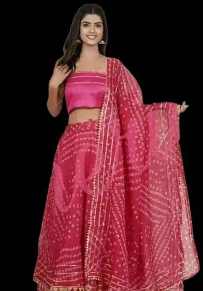 Stylish Self Pattern Lehenga Choli Set With Dupatta For Women