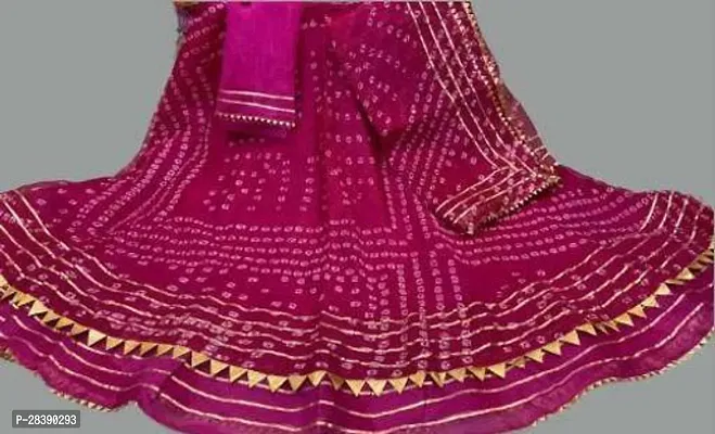 Stylish Pink Kota Doriya Ready To Wear Lehenga And Dupatta With Unstitched Blouse And Gota Patti-thumb0