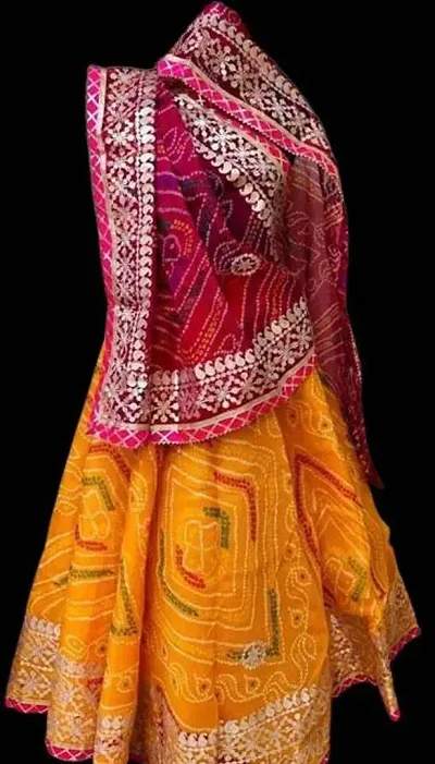 Stylish Art Silk Bandhani Printed Lehenga Choli Set