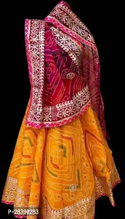 Stylish Multicoloured Kota Doriya Ready To Wear Lehenga And Dupatta With Unstitched Blouse And Gota Patti-thumb0