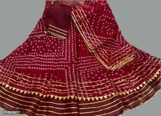 Stylish Maroon Kota Doriya Ready To Wear Lehenga And Dupatta With Unstitched Blouse And Gota Patti