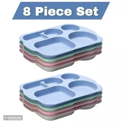 Premium Prime Partition 5 In 1 Compartments Foods Plate 8 Piece Set (Multicolour)