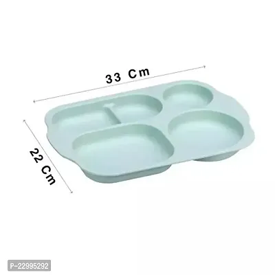 Paubhaji Plates and Chhole Kulche 5 Compartment Plates Pack Of 4 (Multicolour)