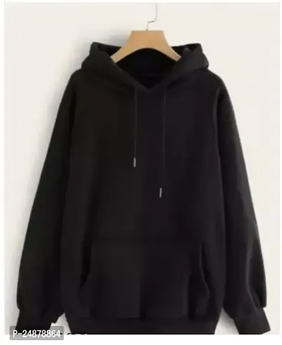 Stylish Black Wool Solid Hoodies For Men-thumb0