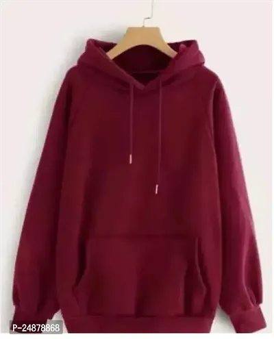 Stylish Red Wool Solid Hoodies For Men-thumb0