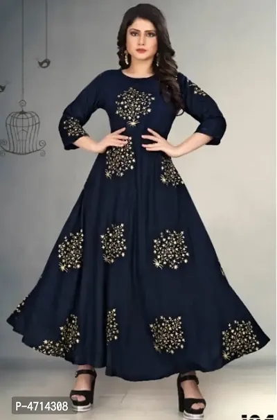 Buy Beautiful Rayon Stitched Ethnic Gown for Girls and Women