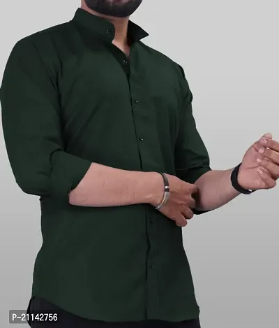 Stylish Green Cotton Blend Long Sleeves Shirts For Men