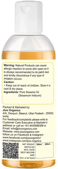 Jioo Organics Sesame Pure Cold Pressed Oil For Hair, Body, Skin Care, Massage, 100 ml-thumb2