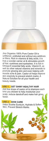 Jioo Organics Newly Launched Cold Pressed Castor Oil - 100ml For Hair Growth, Skin Care, Nails, Eyelash (No Mineral Oil, Hexane  Chemical Free)-thumb2