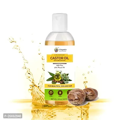 Jioo Organics Newly Launched Cold Pressed Castor Oil - 100ml For Hair Growth, Skin Care, Nails, Eyelash (No Mineral Oil, Hexane  Chemical Free)-thumb0