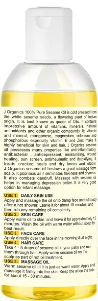 Jioo Organics Sesame Pure Cold Pressed Oil For Hair, Body, Skin Care, Massage, 100 ml-thumb1