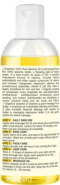 Jioo Organics Sesame Pure Cold Pressed Oil For Hair, Body, Skin Care, Massage, 100 ml-thumb2