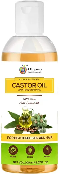 Jioo Organics Newly Launched Cold Pressed Castor Oil - 100ml For Hair Growth, Skin Care, Nails, Eyelash (No Mineral Oil, Hexane  Chemical Free)-thumb1