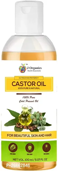 Jioo Organics Newly Launched Cold Pressed Castor Oil - 100ml For Hair Growth, Skin Care, Nails, Eyelash (No Mineral Oil, Hexane  Chemical Free)-thumb2