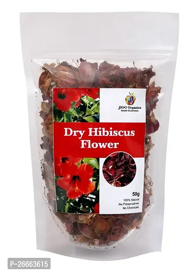 Jioo Organics Dry Hibiscus Flower Gudhal ke phool Hibhiscus Petals For Hair Heena Pack Scalp Blood Circulation Hair Cleanser Face pack Mocktails Rosa Sinensis Roselle 50 g-thumb0