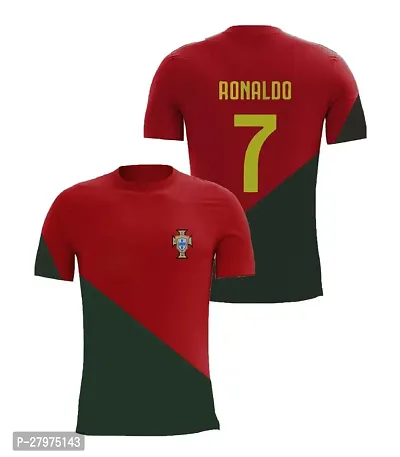 Stylish Black Polycotton Ronaldo 7 Football Half Sleeve Jersey T-Shirt For Men-thumb0