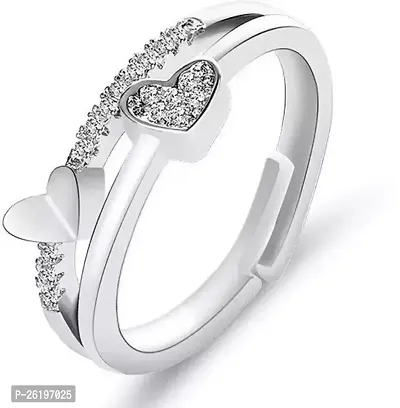 Love Heart Shape Ring Adjustable Unique Love Wedding Jewelry Female Ring Alloy Silver Plated Ring-thumb0