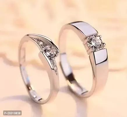 Stylish Crystal Silver Plated Sparkling Rings For Women/Girls PACK OF 2