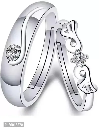 Womens Ring Design Silver Plated Adjustable Finger Ring For Women Girls Rings Jewellery for Women Gift  PACK OF 2-thumb0