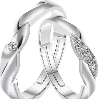 Trendy Designer Alloy Couple Rings Set