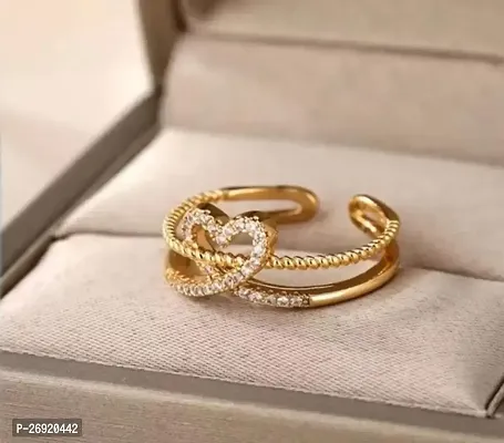 Gold Plated Infinity Pave Adjustable Ring, Valentines Gift for Girlfriend and Women Lifetime Plating Service PACK OF 1