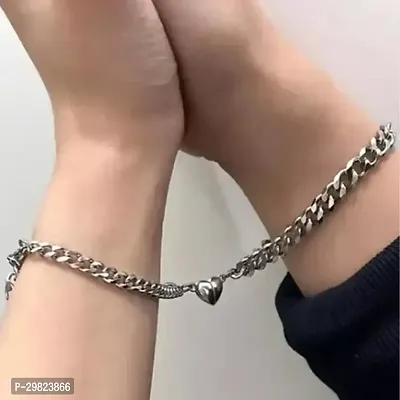 Stainless Steel Sterling Plated Single layer Bracelet Set for Men  Women