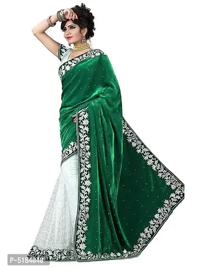 Trendy Velvet and Rasal Net Half and Half Saree with Blouse piece-thumb0