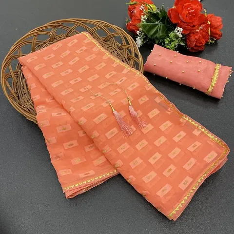 New Arrival Silk Cotton Blend Sarees with Moti Work Blouse Piece