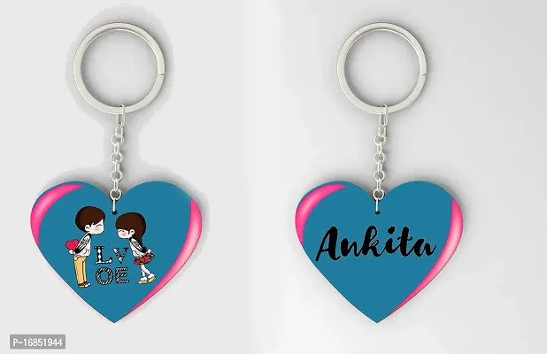 Ankita Name Beautiful Heart Shape Arclic Wood Keychain Best Gifts for Your Special/Grils Friend/Boy Friend/Husband/Wife/Boss(Pack Of 2)